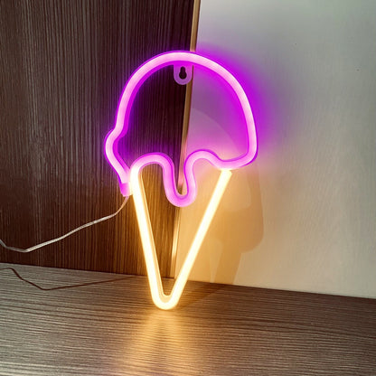 LED Neon Ice Cream Wall Light for Summer Decor